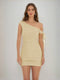 Sheath/Column Off-the-Shoulder Ruched Short Homecoming Dresses with Ribbon