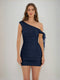 Sheath/Column Off-the-Shoulder Ruched Short Homecoming Dresses with Ribbon