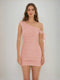 Sheath/Column Off-the-Shoulder Ruched Short Homecoming Dresses with Ribbon
