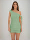 Sheath/Column Off-the-Shoulder Ruched Short Homecoming Dresses with Ribbon