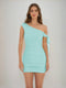 Sheath/Column Off-the-Shoulder Ruched Short Homecoming Dresses with Ribbon