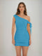 Sheath/Column Off-the-Shoulder Ruched Short Homecoming Dresses with Ribbon