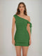Sheath/Column Off-the-Shoulder Ruched Short Homecoming Dresses with Ribbon
