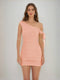 Sheath/Column Off-the-Shoulder Ruched Short Homecoming Dresses with Ribbon