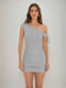 Sheath/Column Off-the-Shoulder Ruched Short Homecoming Dresses with Ribbon