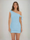 Sheath/Column Off-the-Shoulder Ruched Short Homecoming Dresses with Ribbon