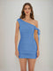 Sheath/Column Off-the-Shoulder Ruched Short Homecoming Dresses with Ribbon