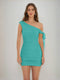 Sheath/Column Off-the-Shoulder Ruched Short Homecoming Dresses with Ribbon