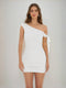 Sheath/Column Off-the-Shoulder Ruched Short Homecoming Dresses with Ribbon