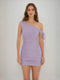 Sheath/Column Off-the-Shoulder Ruched Short Homecoming Dresses with Ribbon