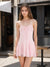 A-Line/Princess Spaghetti Straps Short/Mini Ruched Homecoming Dresses with Sequins
