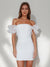 Sheath/Column Off-the-Shoulder Short Ruched Homecoming Dresses with Ruffles