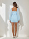 Sheath/Column Square Neck Long Sleeves Short Ruched Homecoming Dresses