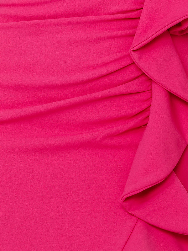 Sheath/Column One-Shoulder Sleeveless Short Classic Homecoming Dresses with Ruffles