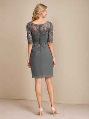Sheath/Column Scoop Half Sleeves Lace Mother of the Bride Dresses with Jacket