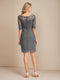 Sheath/Column Scoop Half Sleeves Lace Mother of the Bride Dresses with Jacket