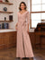 Chiffon V-Neck 3/4 Sleeveless Ruched Mother of the Bride Pantsuits with Sash