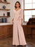 Chiffon V-Neck 3/4 Sleeveless Ruched Mother of the Bride Pantsuits with Sash