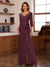 Chiffon V-Neck 3/4 Sleeveless Ruched Mother of the Bride Pantsuits with Sash
