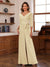 Chiffon V-Neck 3/4 Sleeveless Ruched Mother of the Bride Pantsuits with Sash