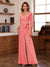 Chiffon V-Neck 3/4 Sleeveless Ruched Mother of the Bride Pantsuits with Sash