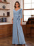 Chiffon V-Neck 3/4 Sleeveless Ruched Mother of the Bride Pantsuits with Sash