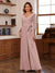 Chiffon V-Neck 3/4 Sleeveless Ruched Mother of the Bride Pantsuits with Sash