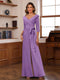 Chiffon V-Neck 3/4 Sleeveless Ruched Mother of the Bride Pantsuits with Sash