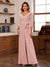 Chiffon V-Neck 3/4 Sleeveless Ruched Mother of the Bride Pantsuits with Sash
