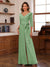 Chiffon V-Neck 3/4 Sleeveless Ruched Mother of the Bride Pantsuits with Sash