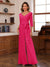 Chiffon V-Neck 3/4 Sleeveless Ruched Mother of the Bride Pantsuits with Sash
