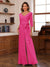 Chiffon V-Neck 3/4 Sleeveless Ruched Mother of the Bride Pantsuits with Sash