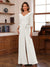 Chiffon V-Neck 3/4 Sleeveless Ruched Mother of the Bride Pantsuits with Sash
