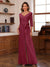 Chiffon V-Neck 3/4 Sleeveless Ruched Mother of the Bride Pantsuits with Sash