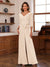 Chiffon V-Neck 3/4 Sleeveless Ruched Mother of the Bride Pantsuits with Sash