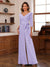 Chiffon V-Neck 3/4 Sleeveless Ruched Mother of the Bride Pantsuits with Sash