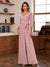 Chiffon V-Neck 3/4 Sleeveless Ruched Mother of the Bride Pantsuits with Sash