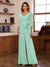 Chiffon V-Neck 3/4 Sleeveless Ruched Mother of the Bride Pantsuits with Sash
