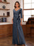 Chiffon V-Neck 3/4 Sleeveless Ruched Mother of the Bride Pantsuits with Sash
