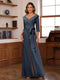 Chiffon V-Neck 3/4 Sleeveless Ruched Mother of the Bride Pantsuits with Sash