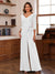 Chiffon V-Neck 3/4 Sleeveless Ruched Mother of the Bride Pantsuits with Sash