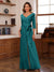 Chiffon V-Neck 3/4 Sleeveless Ruched Mother of the Bride Pantsuits with Sash