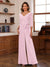 Chiffon V-Neck 3/4 Sleeveless Ruched Mother of the Bride Pantsuits with Sash