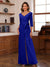 Chiffon V-Neck 3/4 Sleeveless Ruched Mother of the Bride Pantsuits with Sash