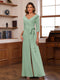 Chiffon V-Neck 3/4 Sleeveless Ruched Mother of the Bride Pantsuits with Sash