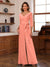 Chiffon V-Neck 3/4 Sleeveless Ruched Mother of the Bride Pantsuits with Sash