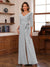 Chiffon V-Neck 3/4 Sleeveless Ruched Mother of the Bride Pantsuits with Sash