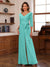Chiffon V-Neck 3/4 Sleeveless Ruched Mother of the Bride Pantsuits with Sash