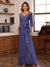 Chiffon V-Neck 3/4 Sleeveless Ruched Mother of the Bride Pantsuits with Sash