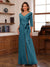 Chiffon V-Neck 3/4 Sleeveless Ruched Mother of the Bride Pantsuits with Sash
